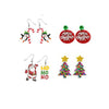 4-Pair Christmas Acrylic Earrings Set - Cartoon Tree, Dinosaur & Santa Hat Drop Earrings for Women