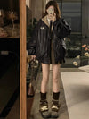 Reversible PU Leather Jacket with Lambswool Lining – Velvet & Cotton-Padded Women's Winter Biker Coat, Patchwork Streetwear