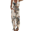 Women's Summer Backless Deep-V Strappy Floral Jumpsuit Romper - Casual Sleeveless