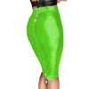 Plus Size Lockable PU Faux Leather Bodycon Knee-Length Pencil Skirt