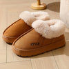 Couples Fleece-Lined Winter Slippers - Warm Indoor House Shoes with Thick Non-Slip Sole