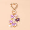 Enamel Flower & Butterfly Heart Keychain – Cute Love Key Ring Handbag Charm Pendant for Women & Girls