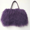 Women's Genuine Fox Fur & Leather Handbag - Square Winter Fur Coin Purse with Zipper