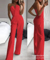 Women's Strapless Wide-Leg Jumpsuit Sleeveless High-Waist Full-Length Romper Elegant White Summer Party and Work Outfit