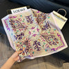 Luxury Square Silk-Feel Scarf 70 x 70 cm (27.6 x 27.6 in) Korean Fashion Floral Bandana Kerchief Wrap