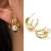 Geometric Metal Hoop Earrings for Women - Gold & Silver Tone Lightweight Everyday Jewelry