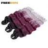 Synthetic Braiding Hair Extensions 24 in (60 cm) Loose Deep Wave Ombre Brown Rainbow Twist Crochet 3-Pack