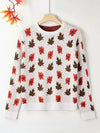 Plus Size Maple Leaf Knit Pullover Sweater Long Sleeve Warm Autumn Winter Christmas Top