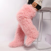 Women's Thigh-High Faux Fur Mongolian Boots - Over-the-Knee Winter Snow Boots with Non-Slip EVA Sole