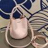 Lavender Purple Round Bucket Tote Small Genuine Cowhide Leather Shoulder & Crossbody Bag for Women