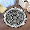 Black White Mandala Round Rug Crystal Velvet Boho Floor Mat for Living Room, Yoga & Meditation – Non-Slip, Multiple Sizes 40–180 cm (16–71 in)