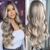 13x4 Lace Front Wig — Long Wavy Ombre Brown to Blonde, 24 in (61 cm) Synthetic Hair for Women