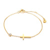 Women's Minimalist Thin Chain Bracelet with Cross, Crescent Moon & Star Charms – Adjustable Stainless Steel Layered Link