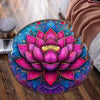 Lotus Mandala Round Rug – Yoga & Meditation Floor Mat, Soft Anti-Slip Floral Area Rug in Pink & Blue