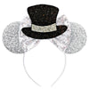 Sequin Snowflake Mouse Ear Headband with 5\" (12.7 cm) Bow – Kids & Adults Festival Party Cosplay Hairband