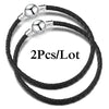 2-Pack Leather Chain Charm Bracelets with Beads – Handmade Couples Pulsera Jewelry (Unisex)