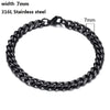 316L Stainless Steel Cuban Figaro Chain Bracelet, Unisex Vintage Punk K-Pop Link Bracelet