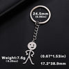 Funny Middle Finger Stickman Keychain Stainless Steel Novelty Keyring for Car Bag Backpack Purse Gift
