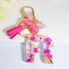 Pink Dried Flower Resin Initial Keychain with Butterfly Tassel A-Z Letter Keyring for Women Valentine's Gift
