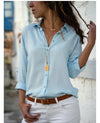 Women's Autumn Polo Collar Blouse - Vintage Loose Button-Up Office Shirt for Office & Streetwear