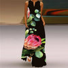 Elegant Sunflower 3D Floral Maxi Dress – Sleeveless V-Neck Summer Beach Sundress for Women