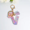 Sequin Letter Keychain with Tassel & Butterfly Charm – Initial A-Z Resin Keyring for Women, Bag & Car (55mm / 2.2 in)