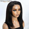 14-Inch (35 cm) Kinky Straight Bob Lace Front Wig - Side Part, Pre-Plucked Natural Hairline, Glueless Remy Human Hair, Natural Black