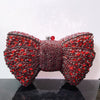 Rhinestone Bow Evening Clutch Minaudiere - Sparkling Bridal Wedding Bag 18 cm (7.1 in) with Chain
