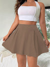 Plus Size Women's Summer Pleated Knit Skirt - Elastic Waist Above-Knee Mini