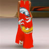 Women's Vintage Printed Boho Maxi Dress - V-Neck Sleeveless A-Line Summer Beach & Party Dress