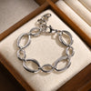 Elliptical Stainless Steel Chain Bracelet for Women, Handmade Waterproof, Lobster Clasp