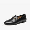 Women's Handmade Cowhide Leather Loafers, Sheepskin-Lined Slip-On Dress Flats with Rubber Sole for Office & Business
