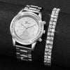 Women's Silver Stainless Steel Quartz Watch with Diamond-Accent Bracelet — 38mm