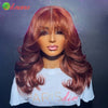 Reddish Brown Body Wave Wig with Bangs, 13x6 Lace Frontal, Brazilian Remy Human Hair, 26+ in (66+ cm)
