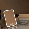 Portable Rechargeable Lighted Makeup Mirror, 3-Color Dimmable Touchscreen LED Vanity Mirror, Foldable Tabletop for Travel
