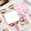 Vintage Silver Handheld Makeup Mirror for Women – Travel Vanity Mirror with Water Ripple Frame