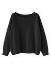 Plus Size 1XL-5XL Women's Long Sleeve Round Neck Casual Solid Knit Sweater