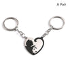 Cute Cat Hug Keychain Pair — Stainless Steel Heart & Round Keyrings for Couples, Bag & Car Pendant