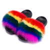 Real Fox Fur Slides for Women Luxury Furry Flat Slide Sandals