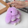 Fluffy Real Rabbit Fur Bunny Pom Pom Keychain 15 cm (5.9 in) for Bag & Car