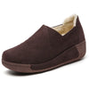 Women's Winter Cow Suede Loafers — Plush Wool-Lined Platform Moccasins, Warm Slip-On Flats
