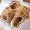 Cute Capybara Fur Cotton Slippers for Women - Warm Non-Slip Indoor Slides