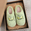 Plus Size Women's Green Plush Monster Home Slippers, Cozy Cotton-Lined Indoor Flat Non-Slip