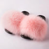 Real Fox Fur Slides for Women Luxury Furry Flat Slide Sandals