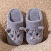 Women's Cartoon Cat Plush Slippers – Cozy Winter Indoor House Shoes with Non-Slip Soft Sole