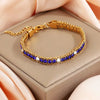 Gold Cubic Zirconia Stainless Steel Adjustable Women's Tennis Bracelet 17-20 cm (6.7-7.9 in) Non-Tarnish Iced-Out Chain