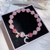 Starry Cat Eye Stone Bracelet for Women, Grey Moonlight Star & Moon Crystal, Silver-Plated Copper