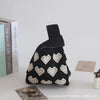 Handmade Knitted Knot Wrist Bag - Striped Mini Tote for Women, Large-Capacity Phone Bucket, Autumn Winter Casual