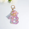 Sequin Letter Keychain with Tassel & Butterfly Charm – Initial A-Z Resin Keyring for Women, Bag & Car (55mm / 2.2 in)