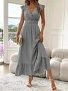 Women's V-Neck Solid A-Line Maxi Dress - Sleeveless Office & Casual Summer Gown